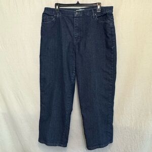 B-118 Lee PLUS SIZE 16 Long Relaxed Fit Dark Wash Denim Blue Jeans‎